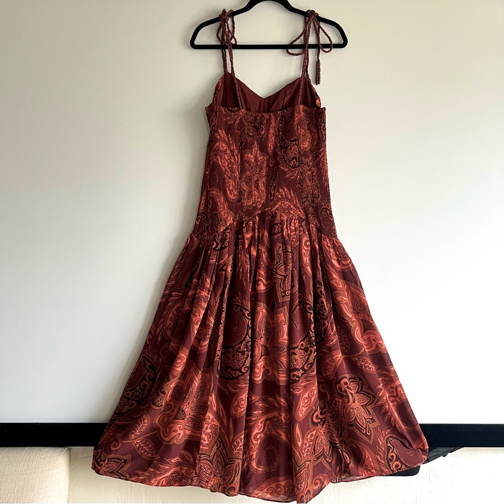 FARM Rio x Anthropologie Leopard Paisley Printed Midi Dress Size Medium M NWT - Picture 10 of 16